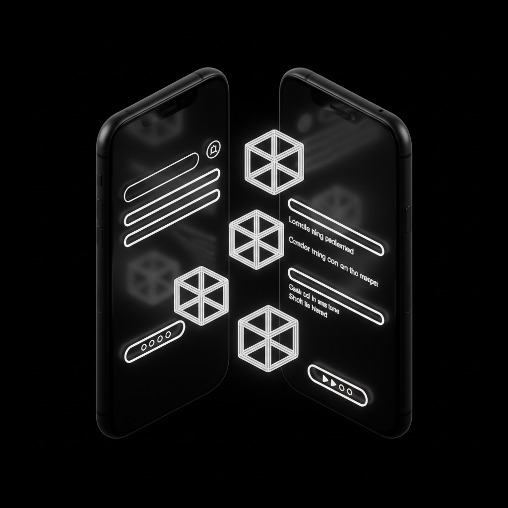 Mobile app development system showing structured delivery pipelines deploying reliable applications across devices