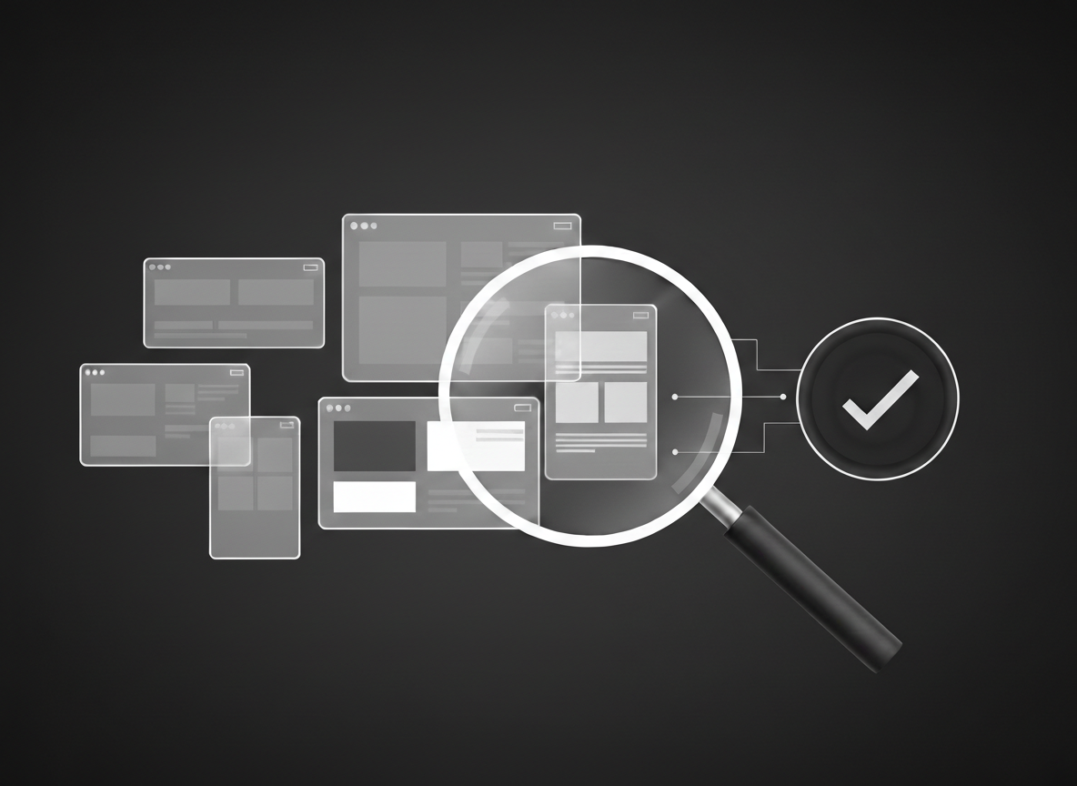 Quality assurance process inspecting web and mobile interfaces with approval verification