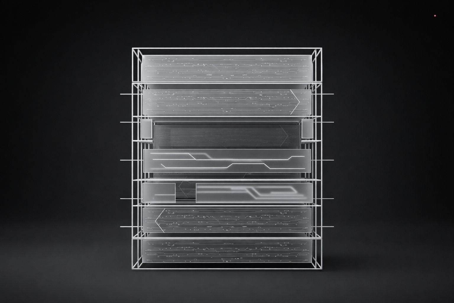 AI system layers with visible review and validation paths, representing systems built to be examined, challenged, and improved.